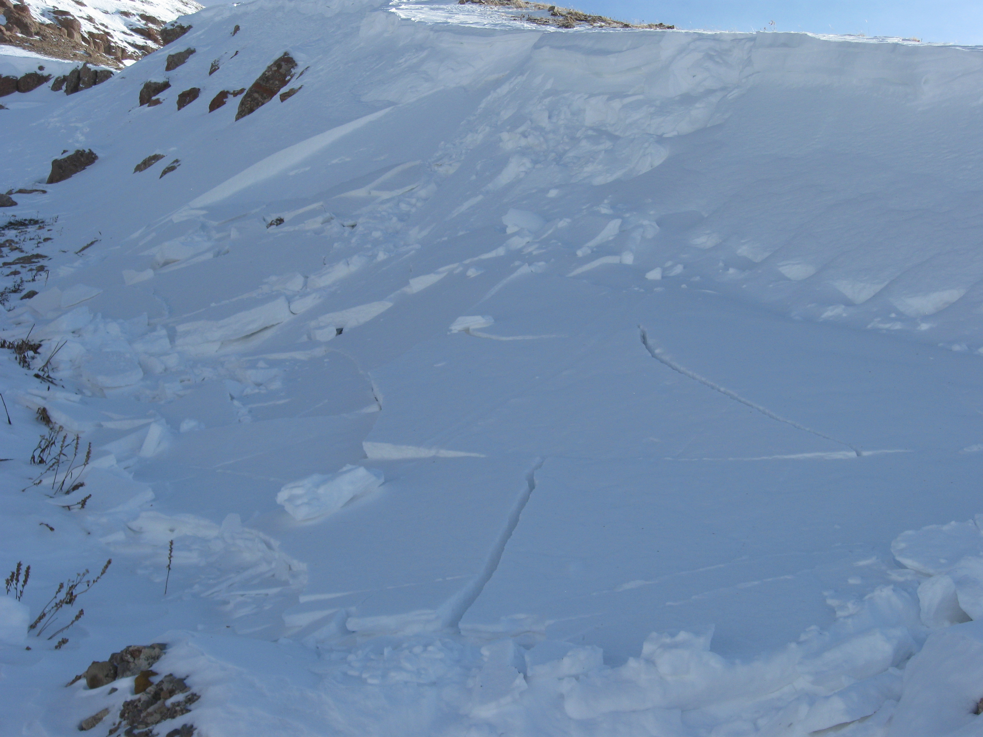 Wind slab avalanche - test slope