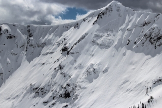 Slab avalanche on steep terrain