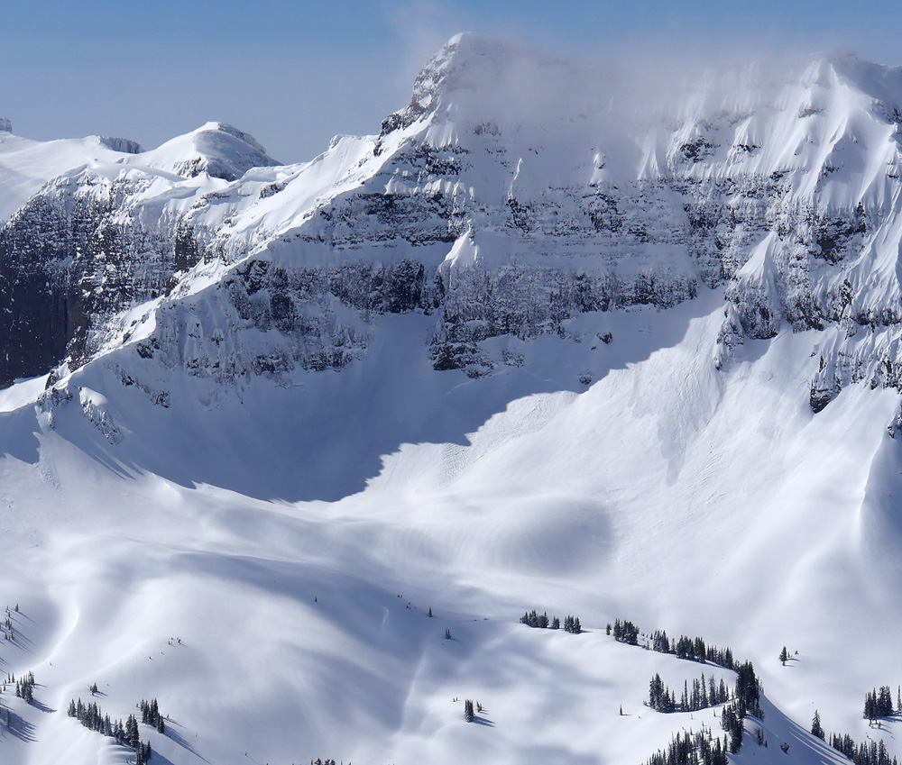 Small avalanche below cliffs near Cooke Small avalanche below cliffs near Cooke