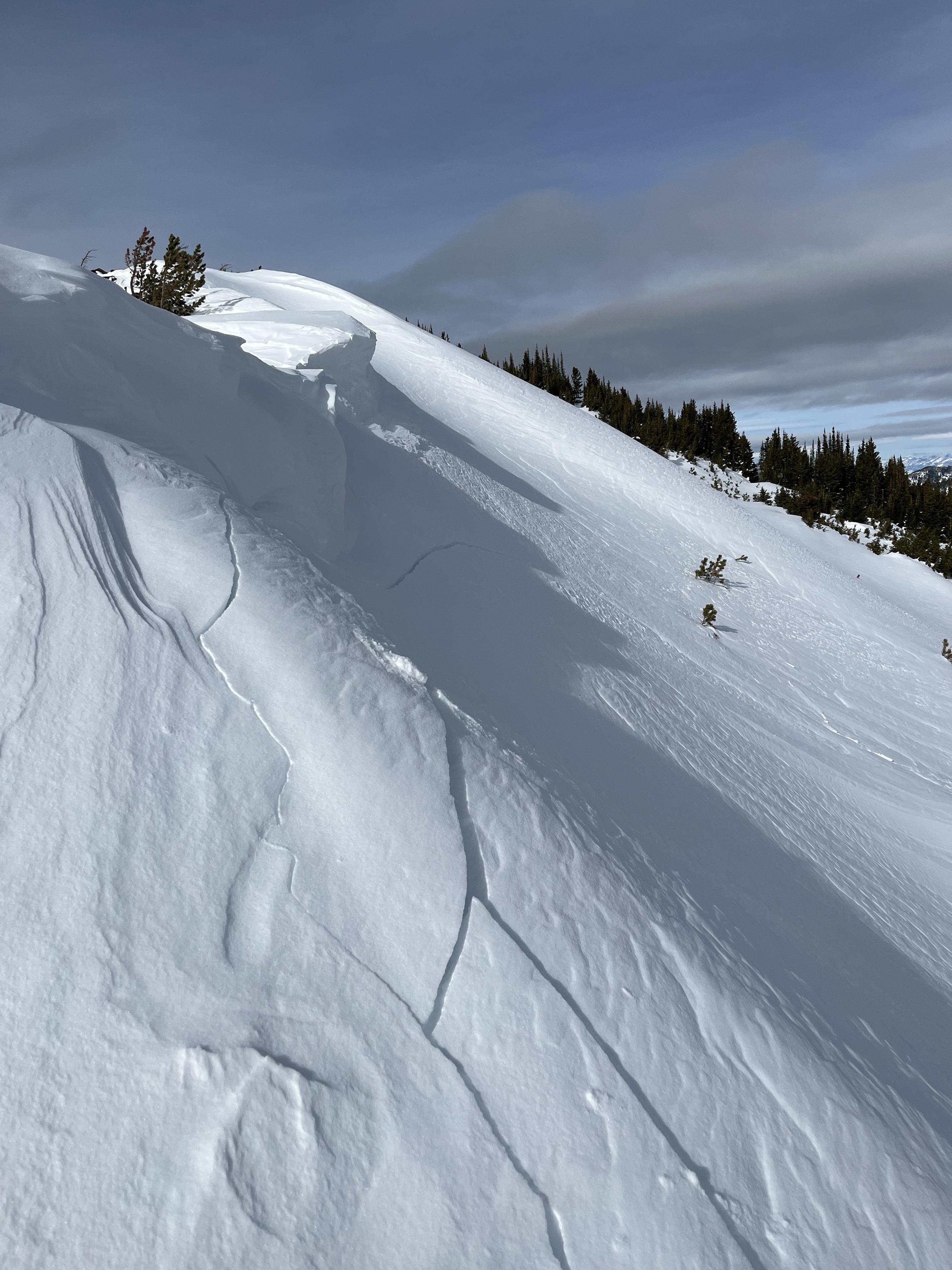 Cracking wind slab below ridge on Flanders | Gallatin National Forest ...