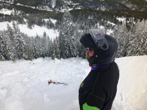 Snowbike triggered avalanche at Lionhead