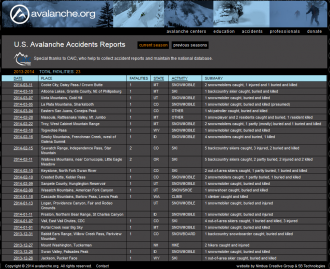 Avalanche Accidents Table