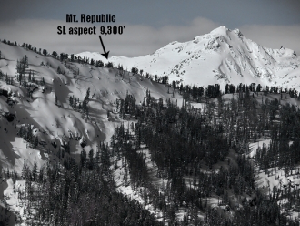 Skier triggered avalanche on Mt. Republic